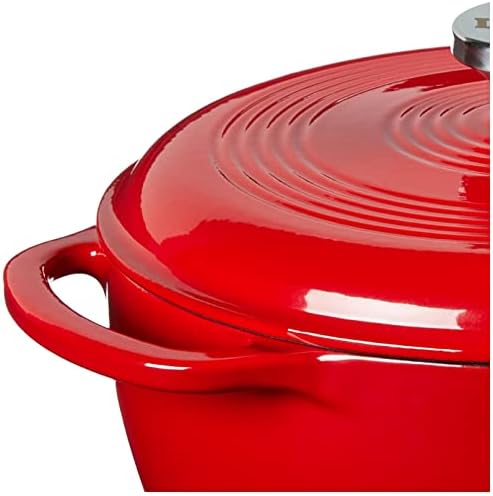 Lodge Essential Enamel Cast Iron Dutch Oven, 4.5 Quart, Solid Red