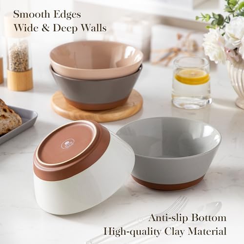 MALACASA Soup Bowls, Ceramic Salad Bowls Set of 4, 36oz Ceramic Bowls