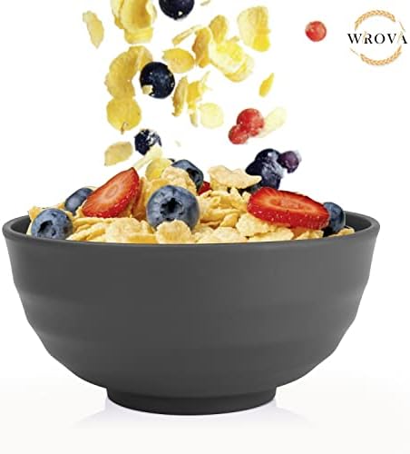 Wheat Straw Bowls Set 60 OZ Unbreakable Large Cereal Bowls Set of 6 Microwave and Dishwasher Safe Bowls Big Bowls for Apartment and Dorm BPA Free Soup Bowl for Serving Oatmeal and Salad (Deep Gray)