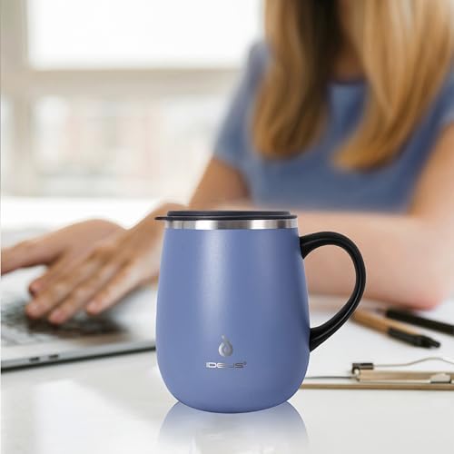 Ideus 16 oz Insulated Coffee Mug with Lid and Handle (Ocean Blue 1.0)