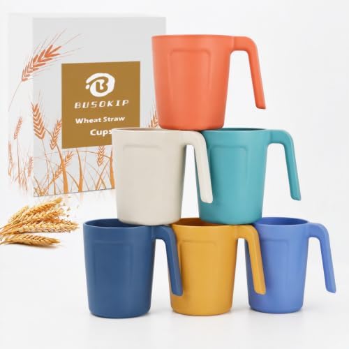 Wheat Straw Coffee Mugs Set of 6, Drinking Cups16 OZ - Multicolor