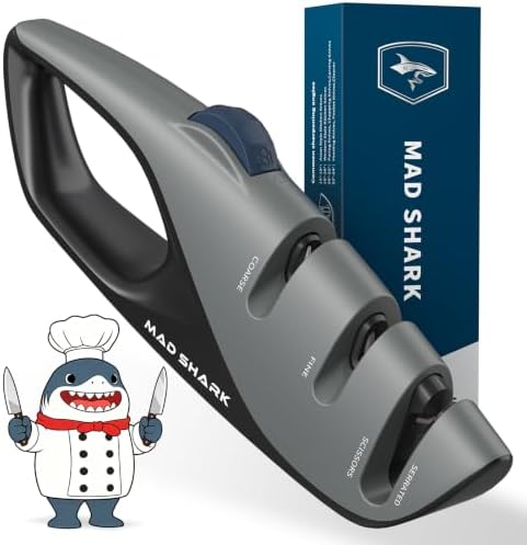 Mad Shark Knife Sharpener - 5 Adjustable Sharpening Angles & Non-Slip Grip