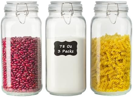 Large Glass Storage Containers with Airtight Lids 78oz 3 Pack