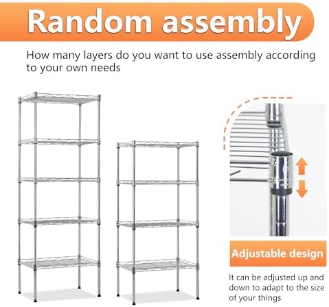 BestOffice | 5-Tier Wire Shelf | 17" x 12" x 48" | Chrome