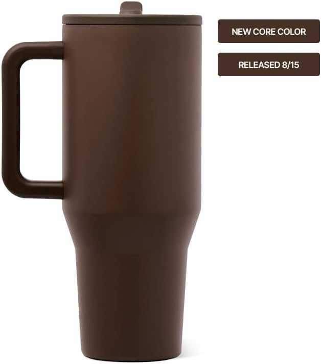 HydroJug Traveler 40oz, Insulated Tumbler with Handle & Straw, Chestnut
