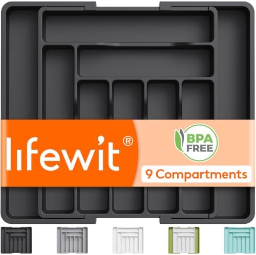 Lifewit Expandable Silverware Drawer Organizer, Kitchen Utensil Tray