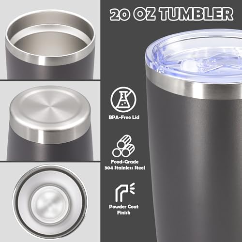 20oz Tumbler Stainless Steel Tumbler Coffee Tumbler with Lid Grey, 8P