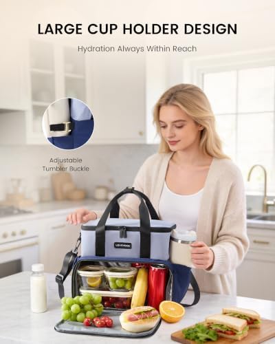 LOVEVOOK Insulated Lunch Bag for Women Men, Large Double Deck Lunch Box