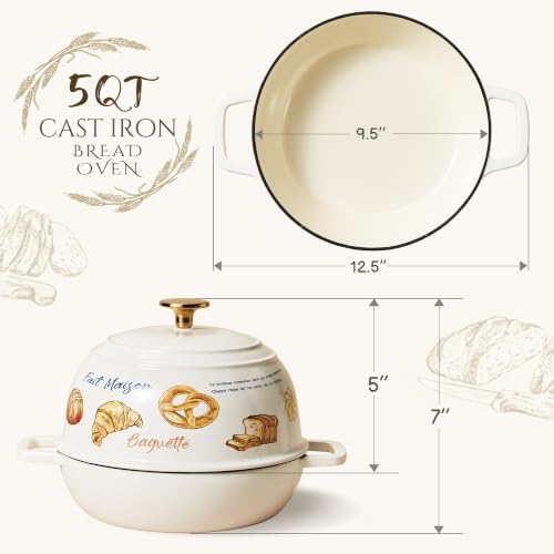 CAROTE Enameled Cast Iron Dutch Oven, 5QT Pot with Lid & Gift Box