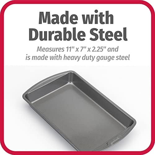 Good Cook Everyday Baking Pan with Scratch-Resistant Metal-Utensil Safe Nonstick, 7 x 11-Inch, Gray (Pack of 12)