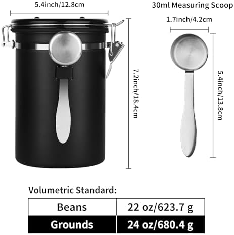 Ohtomber 22oz Stainless Steel Airtight Coffee Canister with Date Tracker