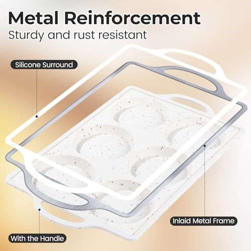 CAKETIME Jumbo Muffin Top Pan Non Stick,4 Inch Metal Frame Round Egg Baking Pan for Oven English Muffins, Whoopie Pies, Corn Bread, Egg Bites, Breakfast Sandwiches Tarts 2 Confetti