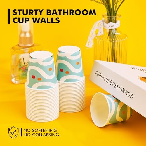 RACETOP 3 oz Bathroom Cups 300 Pack, Small Paper Cups, Blue Lines