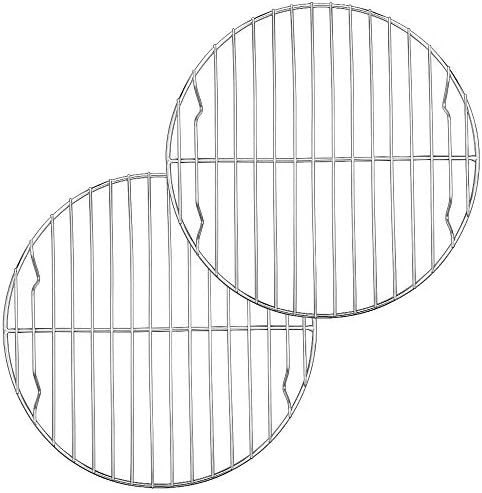 E-far 9 Inch Round Canning Cooking Racks, Stainless Steel Round Steaming Baking Cooling Rack Set of 2, Multi-Purpose for Air Fryer Pressure Cooker, Dishwasher Safe
