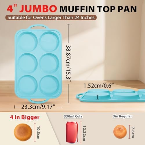 Nonstick Silicone Muffin Top Pan: 4 Inch Jumbo Silicone Egg Molds Frame
