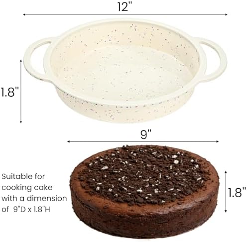 2 Pack 9 Inch Silicone Round Cake Pans, Reinforced Metal Frame