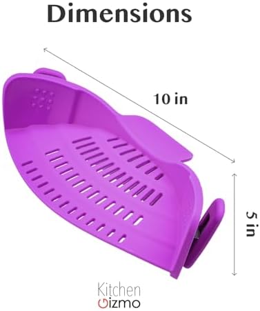 Kitchen Gizmo Snap N Strain Pot and Pasta Strainer - Strainers and Colanders - Adjustable Silicone Clip On Strainer for Pots, Pans, and Bowls - Kitchen Colander - Purple