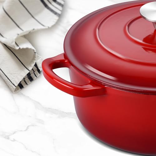 Leonyo 6-Quart Enameled Cast Iron Dutch Oven Pot with Lid,