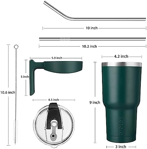 BJPKPK 40 oz Tumbler with Handle & Straw, Insulated Stainless Steel Mug