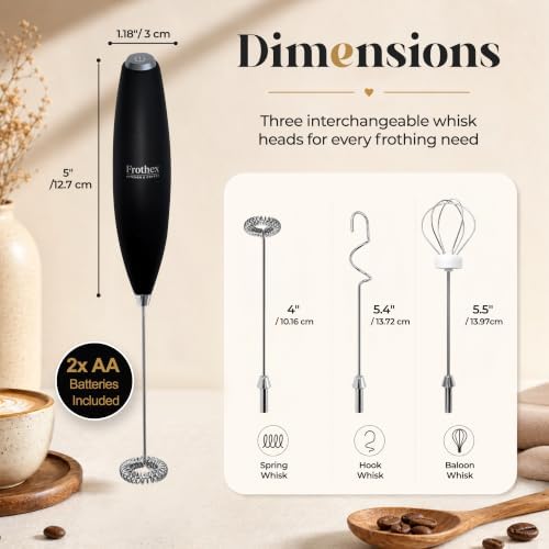 Milk Frother Handheld Electric Whisk with Stand & Batteries Coffee Latte