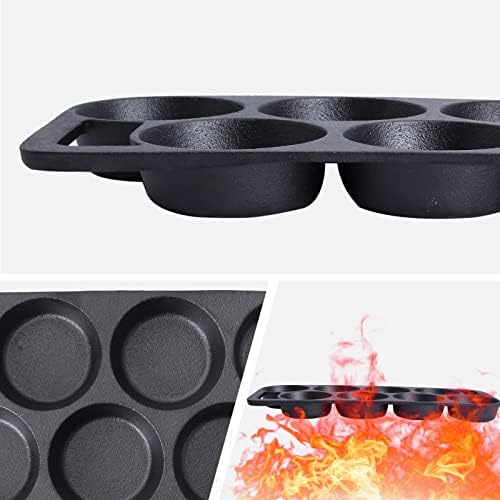 YOLOPLUS+ 16" Pre-seasoned Cast Iron Muffin Pan with Heat Resistant Gloves