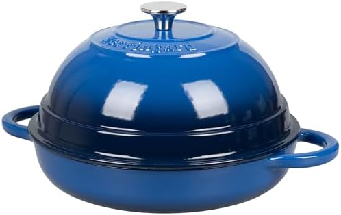 VORRINGARD Cast Iron Enameled Dutch Oven Pot with Lid for Bread Baking, Bread Oven, 6 Quart, Blue