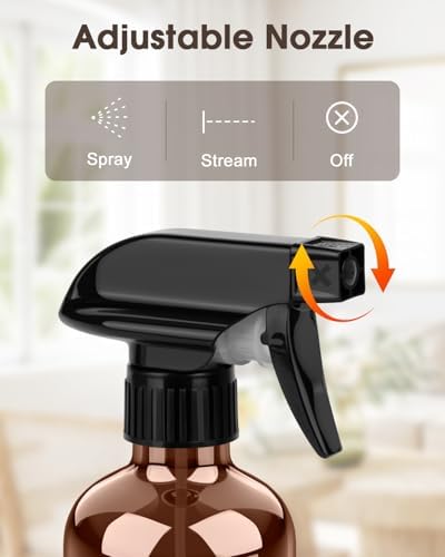 Bontip Glass Spray Bottle with Silicone Sleeve Protection, Amber Glass Spray Bottle Set for Window Cleaner Aromatherapy Facial Hydration Watering Flowers Hair Care 2 Pack/8 oz (Black & White)