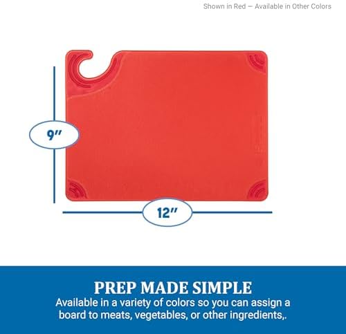 San Jamar Saf-T-Grip Plastic Cutting Board with Safety Hook, 9" x 12" x 0.375", Yellow