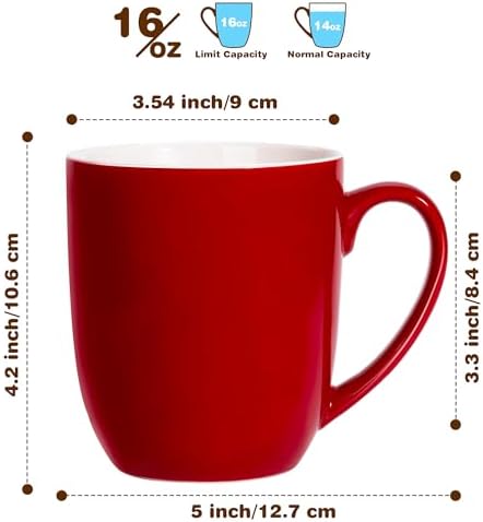 Large Ceramic Coffee Mug 16oz(475ml) Tea Cups Idea Gifts Red 1 Pack