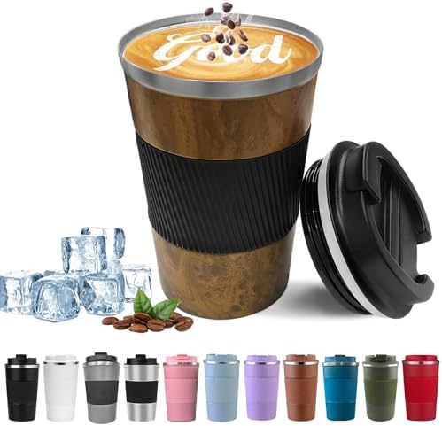 Insulated Travel Coffee Mug, Stainless Steel Coffee Cup with Leakproof Lid