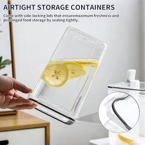 4pc 6.5L Large Airtight Plastic Canisters with Lids, Cups & Labels