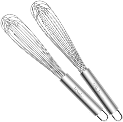 Webake 11" Stainless Steel French Whisk French Whip for Professional or Home, 304 Metal Whisk Set of 2