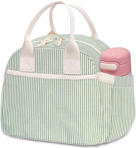 Carry bloom Lunch Box for Women, Insulated Lunch Bag Cute Corduroy Lunchbag