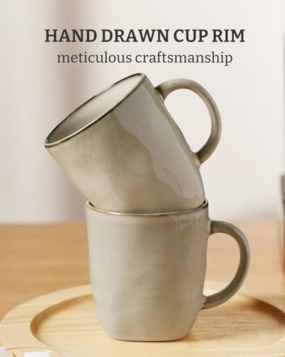famiware Coffee Mugs Set of 8, Ocean Square 13oz Coffee Cup Set with Handle
