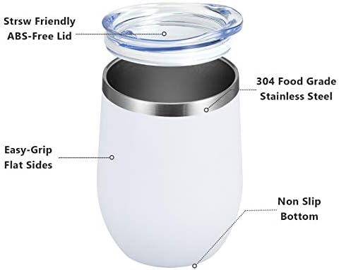 MEWAY 12oz Wine Tumbler 16 Pack Bulk Gifts for Women,Double Wall Vacuum Stainless Steel Travel Mug with Lid,Insulated Stemless Wine Cup Glass for Coffee,Cocktails,Drinks(White,Set of 16)