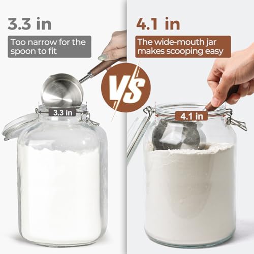 ComSaf Large Glass Jars with Airtight Lids 1.1 Gallon 2 Pack Wide Mouth