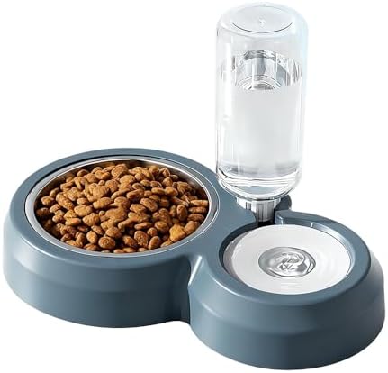 2 in 1 Dog Cat Food and Water Bowl Set with Auto-Water Dispenser, Mondrian
