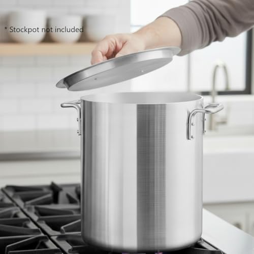 TrueCraftware- 16 qt. Aluminum Stock Pot Lid 11-7/8" x 1-1/4" 1.5mm Thickness- Multipurpose Pot Cover Cookware for Pasta Soup Pots Large Stockpot Lid Simmering Stew Pot Dishwasher Safe