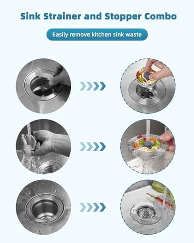 All Metal Sink Drain Strainer for Kitchen Sink, 2PACK Universal Fit