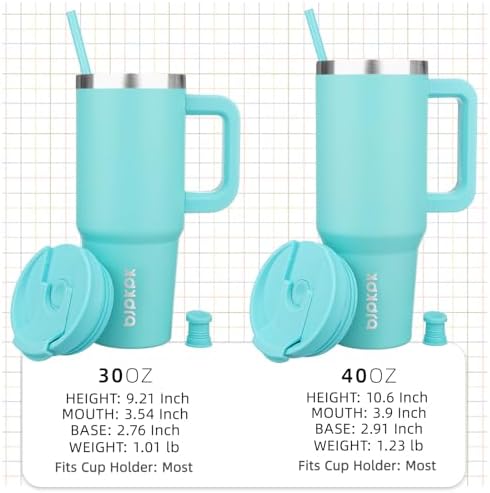 BJPKPK 30 oz Insulated Tumbler with Handle & Straw, Stainless Steel