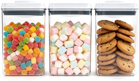 Pop Push Button Airtight Food Storage Containers 3 Pack (1.8Qt)