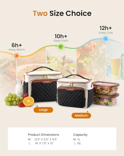 LOVEVOOK Lunch Box for Women, Wide Opening Cute Insulated Lunch Box Bag