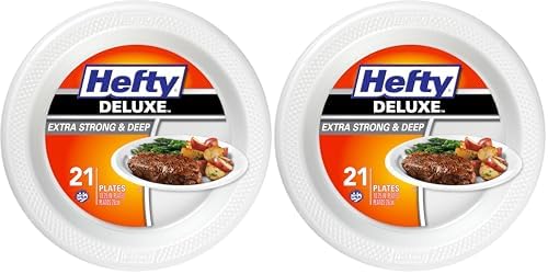 Hefty Deluxe Large Round Foam Plates, 21 Count (Pack of 2)