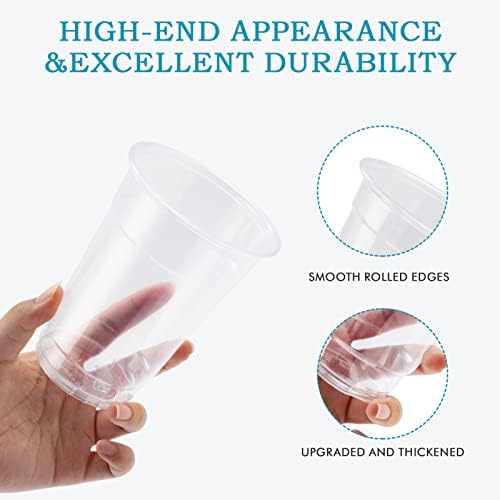Turbo Bee 200Pack 16oz Disposable Plastic Cups,PET Crystal Plastic Water Party Cups,Clear Disposable Drinking Cups Ideal for Home, Office, Bars, Weddings,Anniversary, Parties