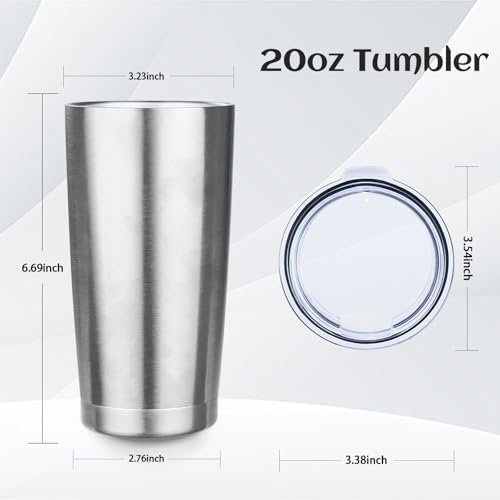 StarSpeed 6 Pack 20oz Stainless Steel Travel Coffee Tumbler,Silver