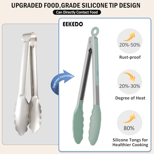 Silicone Tongs for Cooking Non-Stick Pans Grilling Air Fryer Salad