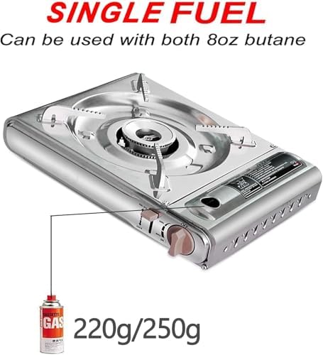 Detachable Grill Pan & Gas Stove Combo with Safety Auto-Eject | Portable Suitcase Design for Camping, Tailgating, Picnics, Indoor/Outdoor Cooking & Hot Pot