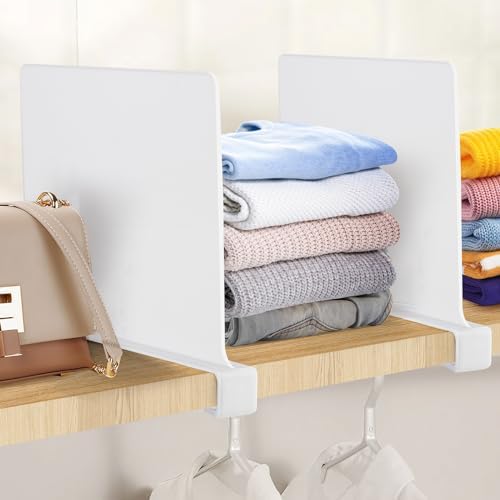 White Acrylic Shelf Dividers for Closets Organizer & Storage,12 Pack