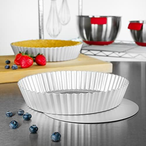 Fat Daddio's PFT-102 Round Fluted Tart Pan, 10 x 2 Inch