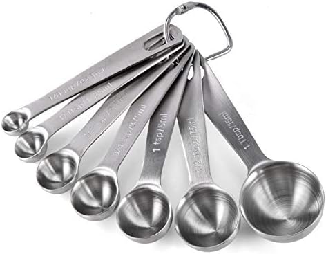 U-Taste 18/8 Stainless Steel Measuring Spoons Set of 7, Teaspoon Tablespoon